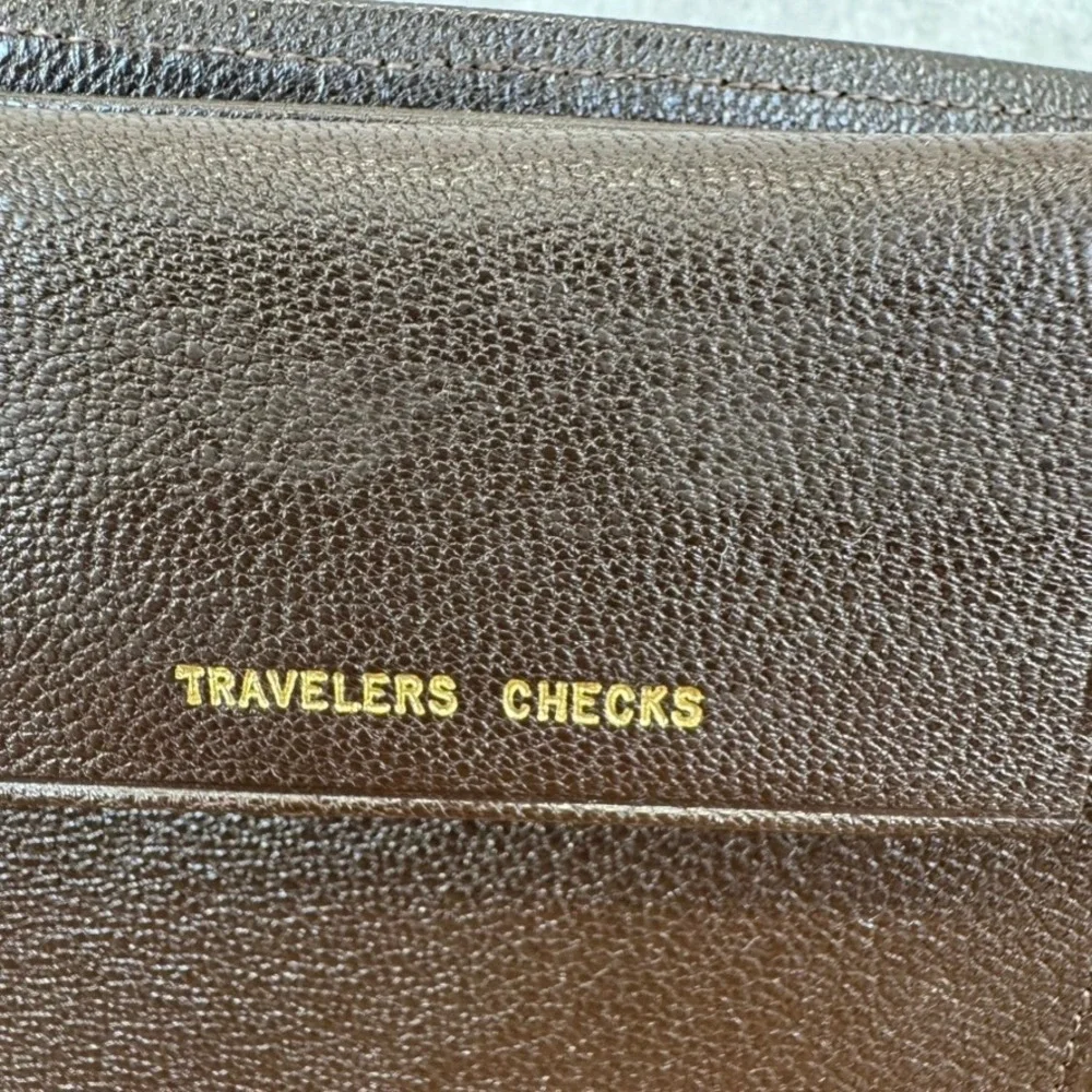 Vtg Prince Gardner Vintage Brown Morocco Leather Passport Travel Wallet